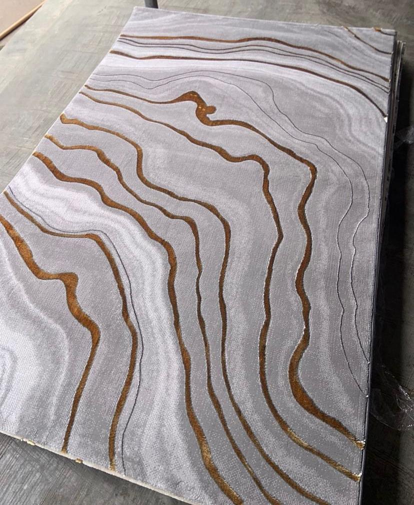 Gold Grey Turkish Rug, 4x 6, 5 x 7, 7 x 10