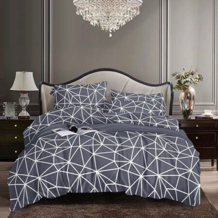 Grey Duvet with Pillowcases Bedspread White Design Fade Resistance nor Shred Cotton 4 by 6, 6 by 6, 6 by 7, 7 by 7