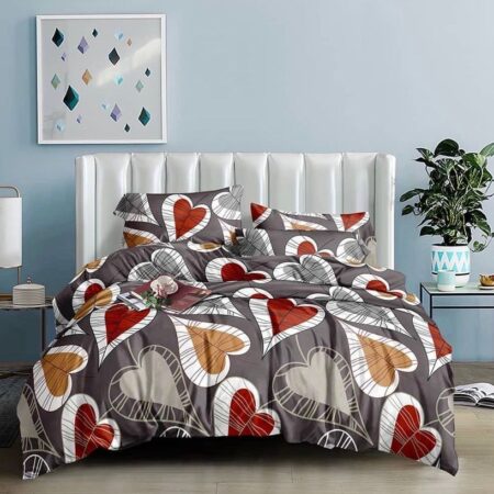Grey Love Bedding Set Nor Shred - Body Friendly 4 Pillowcases and Bedsheet 4 by 6, 6 by 6, 6 by 7, 7 by 7