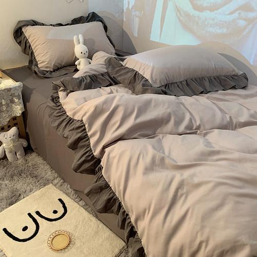 Premium Quality Executive Grey Duvet Set - Soft Ruffle Skirt 5-7 Pieces (1Duvet 1Duvet Cover 1Bedsheet and Matching Pillowcases 4 by 6, 6 by 6, 6 by 7, 7 by 7) - Image 2