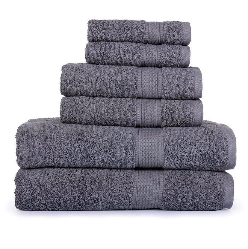 Grey Bath Towel Set, 6 in 1, 5 in 1, Medium, Large, Extra Large