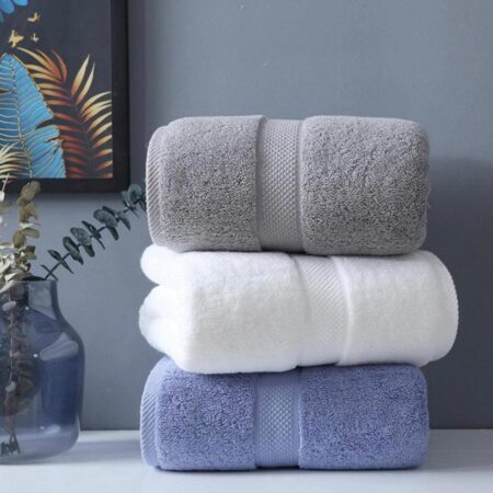 Large Bath Towel - 100% Super Absorbent Cotton Bath Towel Soft and Lightweight, Quick Dry Towel for Spas, Hotels, Home, Bathroom, Gym, Great Souvenir(White, Blue, Grey)