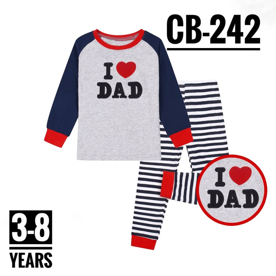 I Love Dad Cute and Adorable Kids Preschoolers Age 4 Long-sleeve Shirt and Pant Pyjama Set