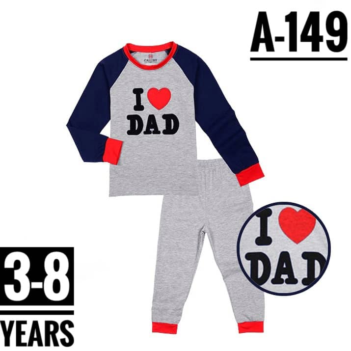 I Love Dad Cute and Adorable Kids Preschoolers Age 4 Long-sleeve Shirt and Pant Pyjama Set