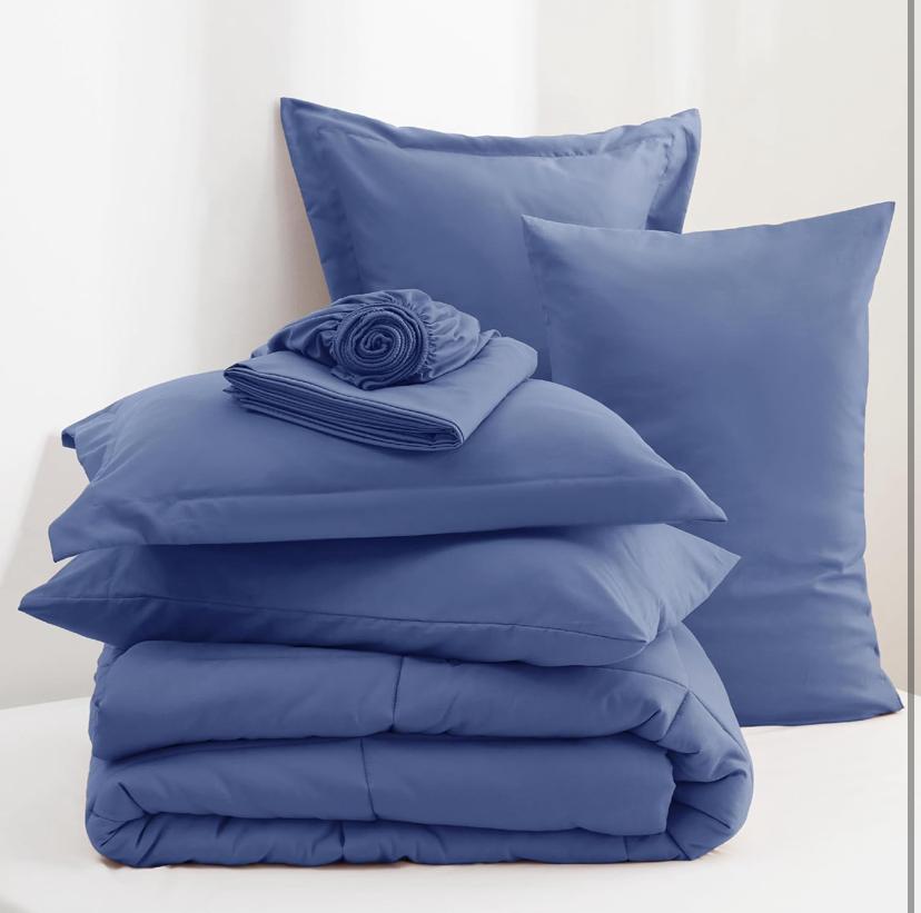 Infinity Blue Duvet Set - 4 by 6, 6 by 6, 6 by 6, 7 by 7 Sizes, 4/6 Piece Soft Breathable and Durable Duvet, Bedsheet and Pillowcases Set