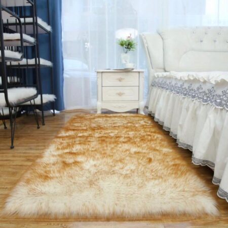 Faux Fur Fluffy Rugs, Soft Fluffy Shaggy Area Rugs, Home Decorative Floor Rugs for Bedroom Living Room (round Shape, 3ft x 5ft, 4ft x 6ft, 5ft x 7ft, 7ft x 10ft )Khaki