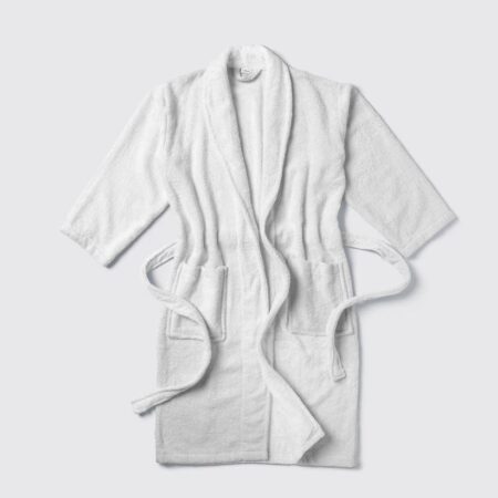 LA'MARVEL White Unisex Bathrobe, 100% Cotton Terry Soft and Absorbent Bathrobe for Home Hotels Spa Shortlet  Perfect Gift