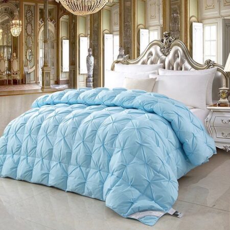 Light Blue Double Padded Pintuck Duvet 4by6/ 6by6/ 6by7/ 7by7 Size, High Quality Soft and Breathable Pintuck Duvet with 1 Bedspread and 2/4 Pillowcases Set, Cotton