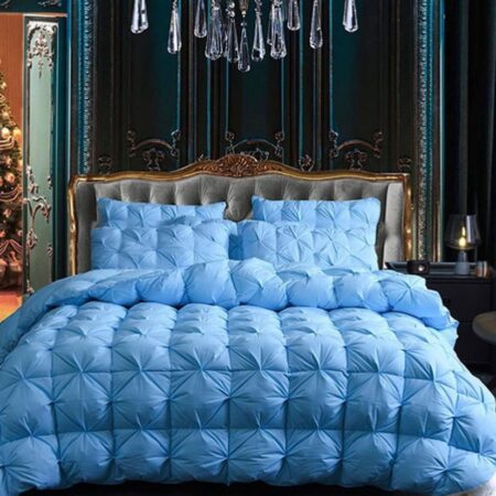 light blue double padded pintuck duvet