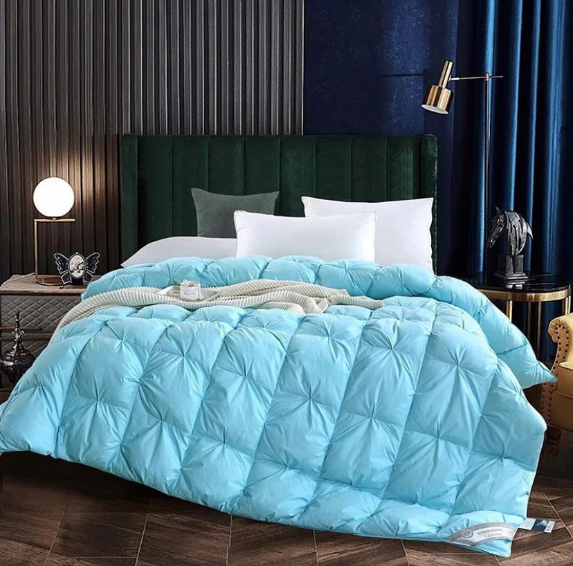 Light Blue Double Padded Pintuck Duvet Set 4 by 6, 6 by 6, 6 by 7, 7 by 7 Sizes, Super Soft Durable and Comfortable Fabric Pinch Pleated Light Blue Bedding Set