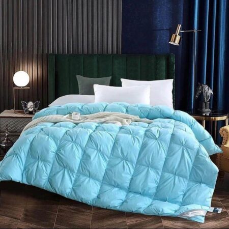 Light Blue Double Padded Pin-tuck Duvet Set - Breathable Soft and Comfortable Pinch Pleated Thick Duvet with Matching Pillowcases and Bedsheet (4 by 6, 6 by 6, 6 by 7, 7 by 7) Sizes