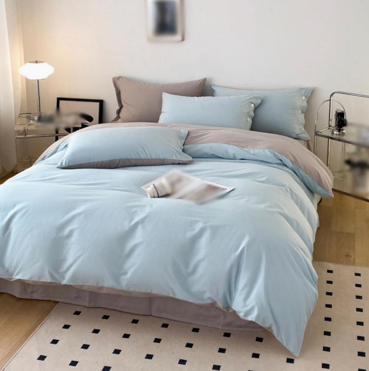 Premium Quality Cotton Complete Light Blue and Grey Duvet Set, 4-6 Pieces All Season Bedding Set(1Duvet, 1Bedsheet and Matching Pillowcases) 4 by 6, 6 by 6, 6 by 7, 7 by 7 - Image 3