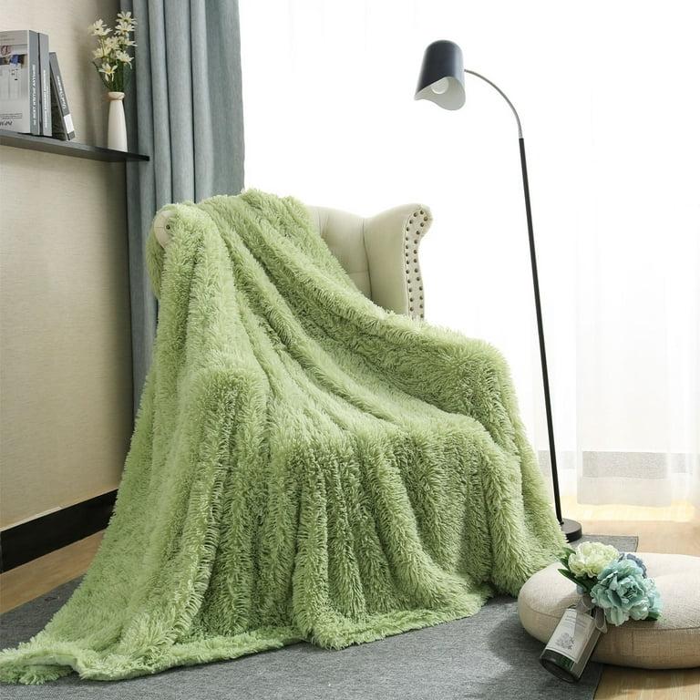 Light green faux fur Fluffy Throw Blanket