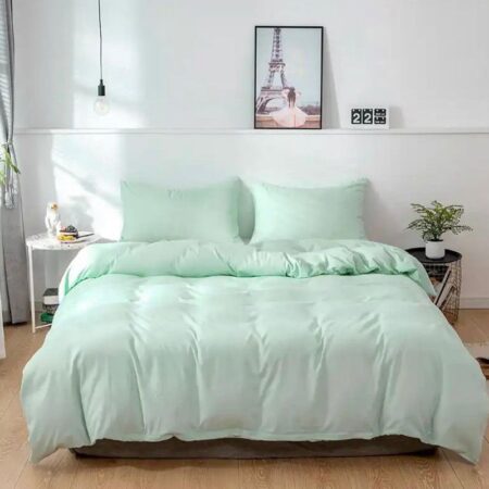 Light Blue Duvet with Pillowcases and Bedsheet Set, High Quality Soft and Breathable Fabric Green Bedding Set, 4 by 6, 6 by 6, 6 by 7, 7 by 7 Sizes