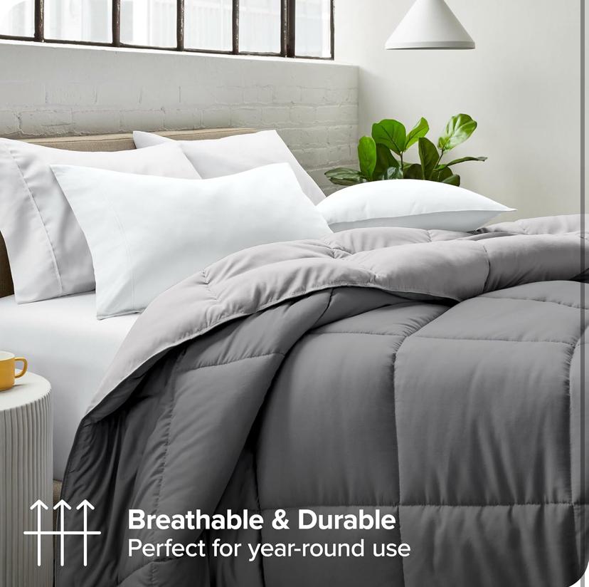 Super Soft Grey and Light Grey Reversible Duvet Set, 4 by 6, 6 by 6, 6 by 6, 7 by 7 Sizes - Image 4