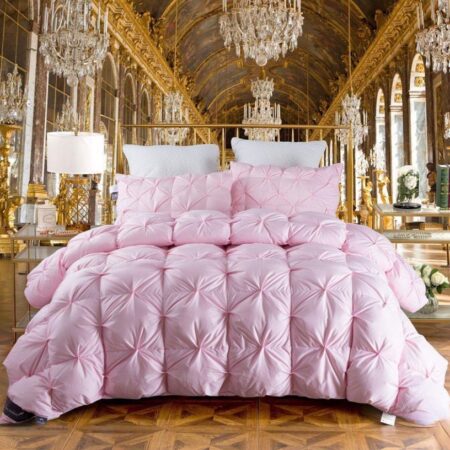 Pink Double Padded Luxurious Pintuck Duvet +Matching Pillowcases and Bedspread Set, High Quality Polish Fabric Down Pinch Pleated Pink Comforter (Sizes: 4 x 6, 6 x 6, 6 x 7, 7 x 7)