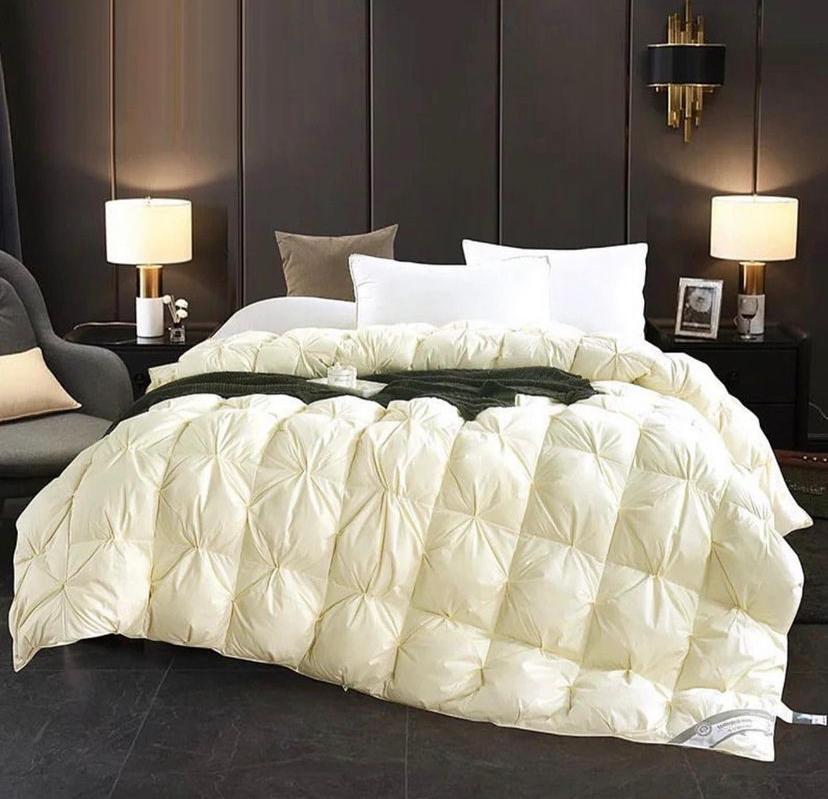 Light Yellow Double Padded Pin-tuck Duvet Set -Durable Breathable Luxurious Cotton Pinch Pleated Duvet with Matching Pillowcases and Bedsheet (4 by 6, 6 by 6, 6 by 7, 7 by 7) Sizes