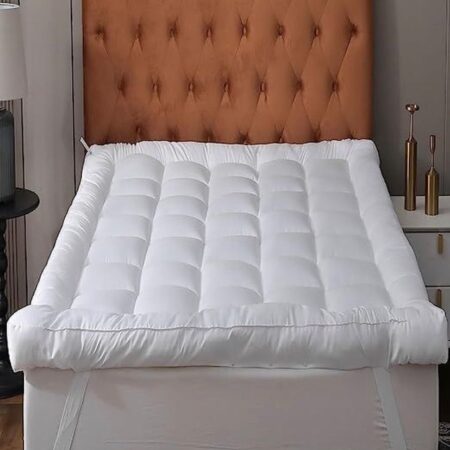 Mattress Topper for Back Pain Relief - Super Soft and Comfy Body Friendly Mattress Topper Ideal Home, Bedroom, Hotel, School (4 by 6, 6 by 6, 6 by 7, 7 by 7)White