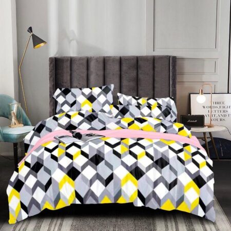 Geometric Duvet Set, 100% Cotton Skin Friendly and Breathable Fade and Shred Resistant Duvet with Matching Pillowcases and Bedsheet Set (4 by 6, 6 by 6, 6 by 7, 7 by 7)