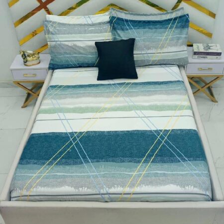 Multicolor Stripe Bedsheet Set, Soft and Quality Cotton 4 by 6 Bedsheet and 2 Pillowcases Set Full Size