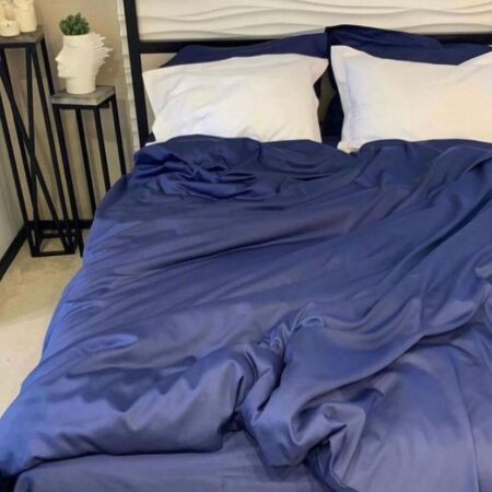 Navy Blue and White Duvet with Pillowcases and Bedsheet (Sizes: 4 by 6, 6 by 6, 6 by 7,7 by 7)