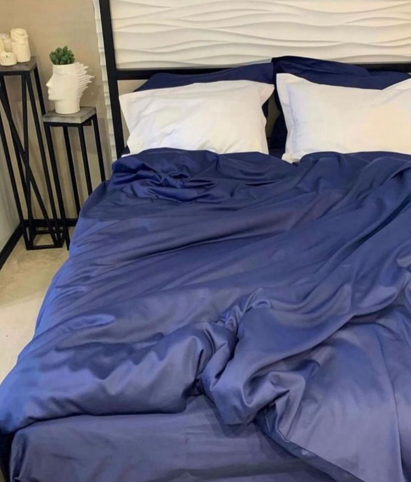 Navy Blue and White Duvet with Pillowcases and Bedsheet (Sizes: 4 by 6, 6 by 6, 6 by 7,7 by 7)