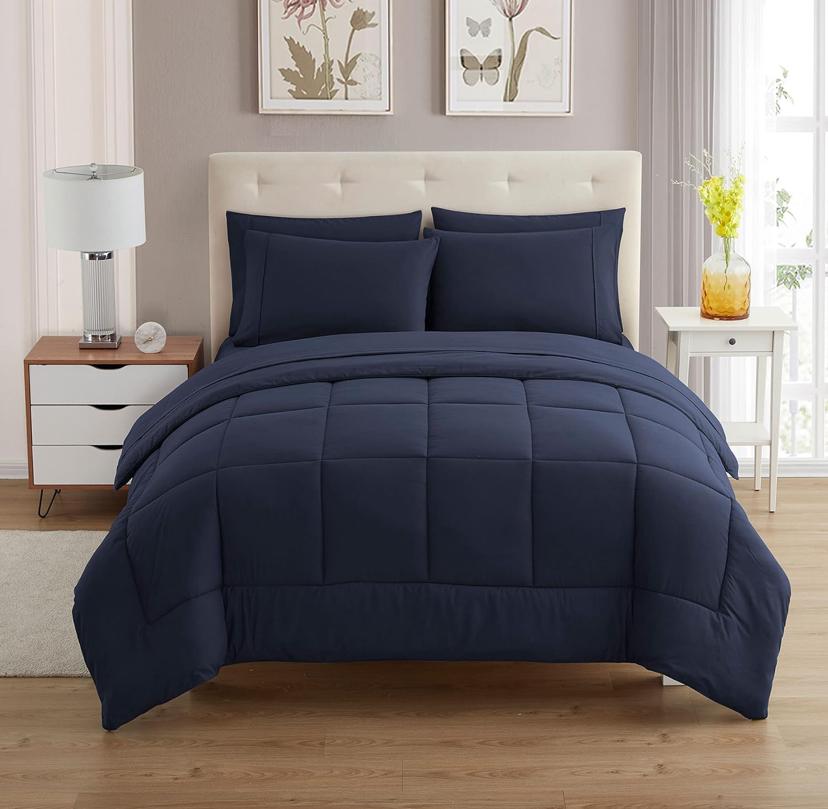 Navy Blue Duvet +2/4 Matching Pillowcases and Bedsheet Set, High Quality Beautiful Fabric All Season Duvet Set (Sizes: 4 by 6, 6 by 6, 6 by 7, 7 by 7) - Image 4
