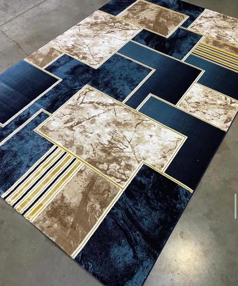 Navy Blue Gold Rug for Living Rooms Children Room, Decor Carpet 4 x 6, 5 x 7, 7 x 10, 8 x 11 Turkish Rug