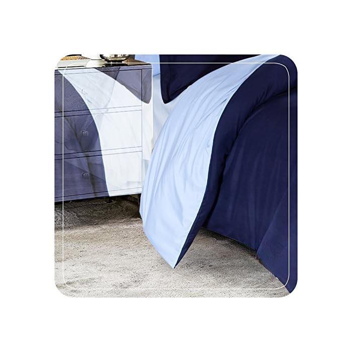 Reversible Duvet Set - Breathable and Soft, All Season Bedding Set (Matching Pillowcases and Bedspread Included) Navy Blue and Light Blue Duvet Set (4 by 6, 6 by 6, 6 by 7, 7 by 7) - Image 3