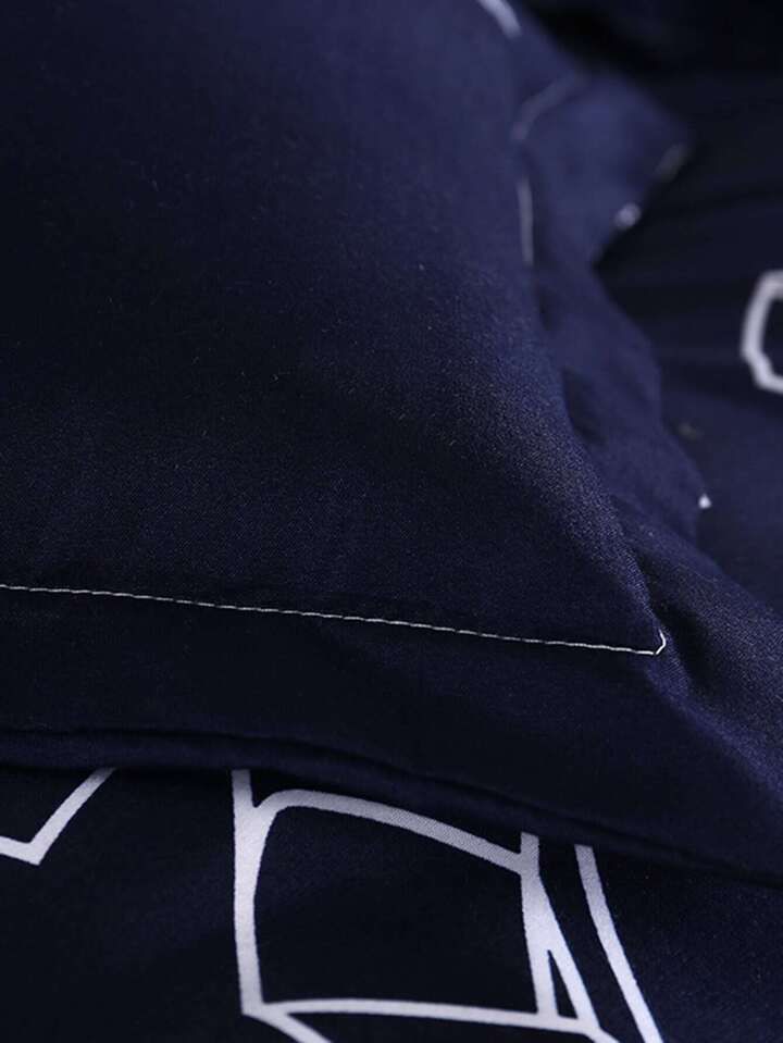 Navy Blue Duvet Set, Blue Graphic Printed Bedding Set, 1 Duvet 1Bedsheet and Matching Pillowcases Bedding Set, Durable and Washable Blue and White Duvet Set (4 by 6, 6 by 6, 6 by 7, 7 by 7 Sizes) - Image 5
