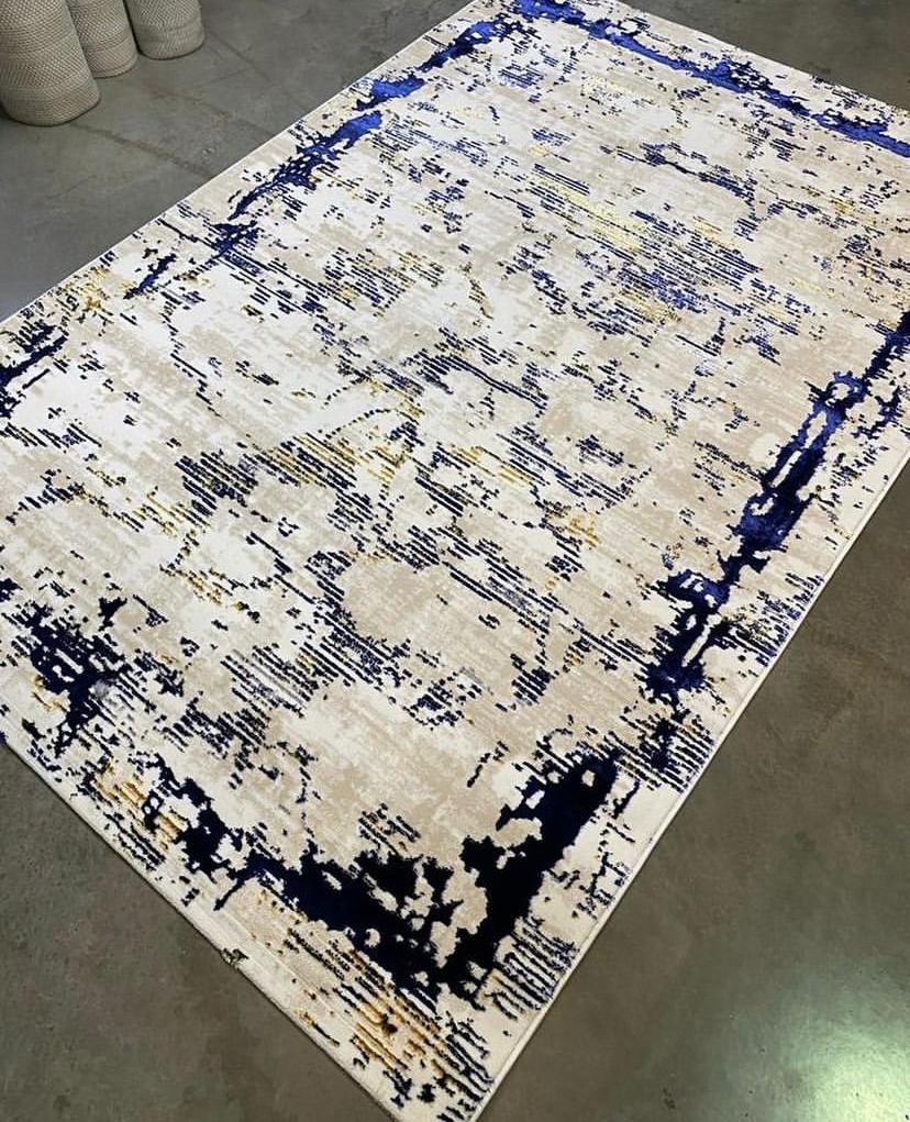 Navy Blue Dark Grey Turkish Rug, 4 x 6, 5 x 7, 7 x 10