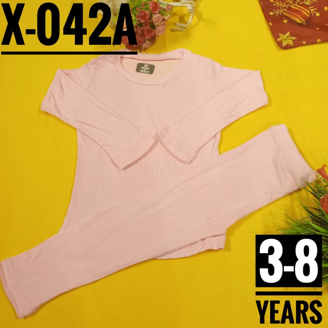 Peach Cotton Age 3-8 Boys and Girls Toddlers and Preschooler Long-Sleeve Tee and Pant Sleepwear Pyjamas
