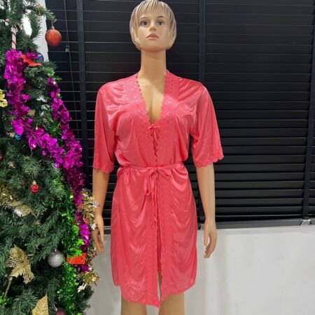 Peach Glow Women's Pyjama Set, Women's 2 Pc Silk Nightwear Robe sizes 6-12