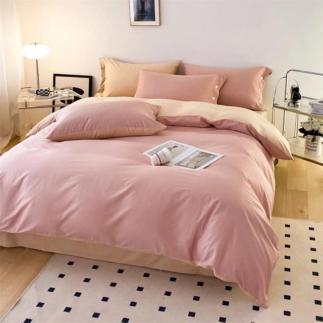 Premium Quality Cotton Complete Pink and Beige Reversible Duvet Set, 4-6 Pieces All Season Bedding Set (1Duvet, 1Bedsheet and Matching Pillowcases) 4 by 6, 6 by 6, 6 by 7, 7 by 7 - Image 3
