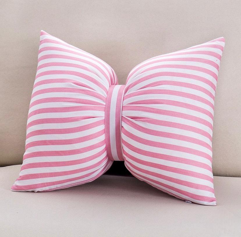 White Pink Striped Fluffy Soft Throw Pillow- Super Beautiful Decorative Throw Pillow for Sofa, Couch, Bed, Living Room car