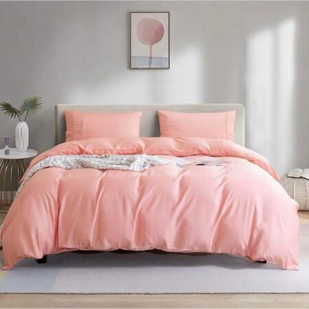 Pink Complete Duvet set - High Quality Fabric Duvet +2/4 pillowcases and Bedsheet 4by6-6by6-6by7-7by7 Sizes