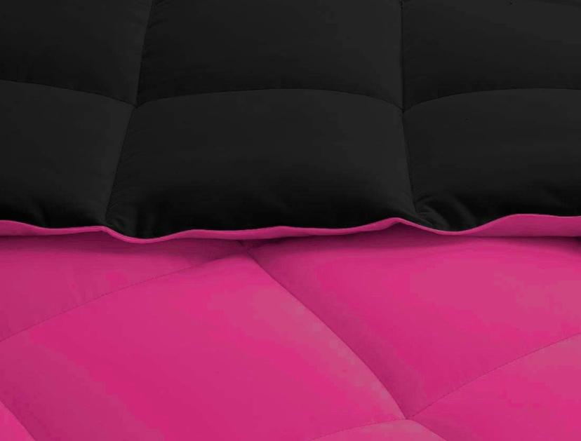 4/6 Pieces Pink and Black Reversible Duvet Set High Quality Duvet + 2/4 Matching Pillowcases and Bedsheet Set (4 by 6, 6 by 6, 6 by 7, 7 by 7 Sizes) - Image 4