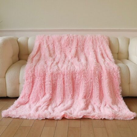 Pink Faux Fur Blanket Fluffy and Comfy, Blankets for Bedroom, Living Room, Couch, Sofa Multi-purpose, Body Friendly, Perfect Gift, 6 by 6 Easy Care