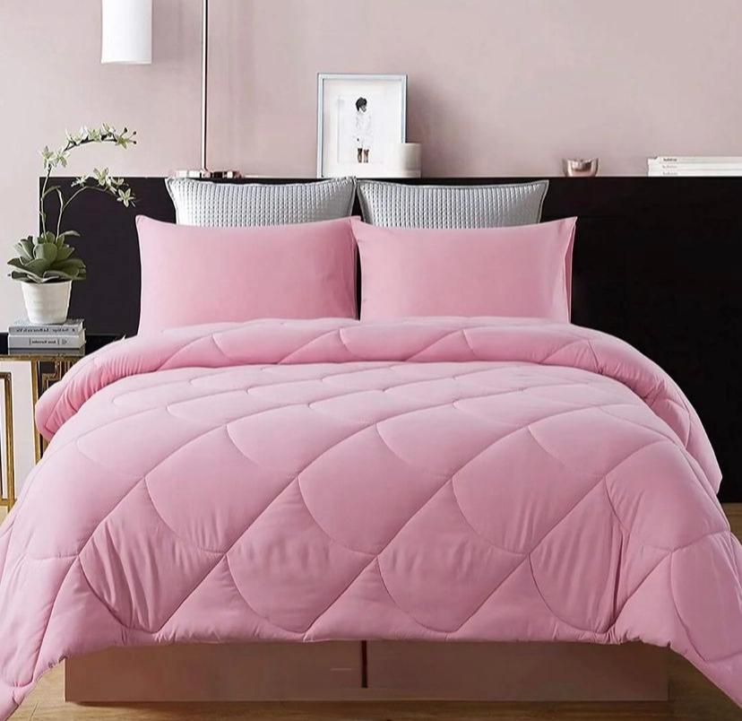 Pink Duvet Set -Premium All Season Pink Bedding Including Duvet +Matching Pillowcases and Bedspread Set, Fluffy Soft and Comfortable (4 by 6, 6 by 6, 6 by 7, 7 by 7 Sizes)