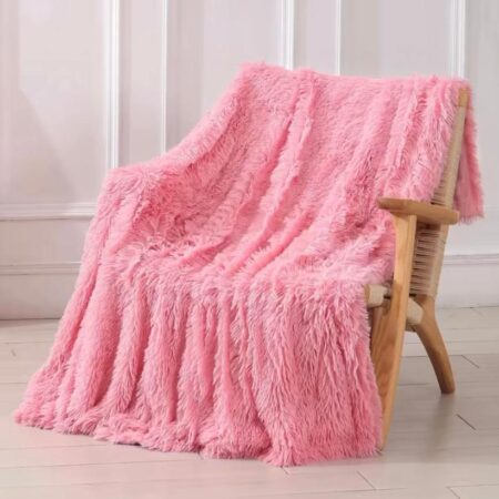 Faux Fur Luxury Throw Blanket, Pink Fluffy Blanket Throw for Bedroom Living Room Sofa