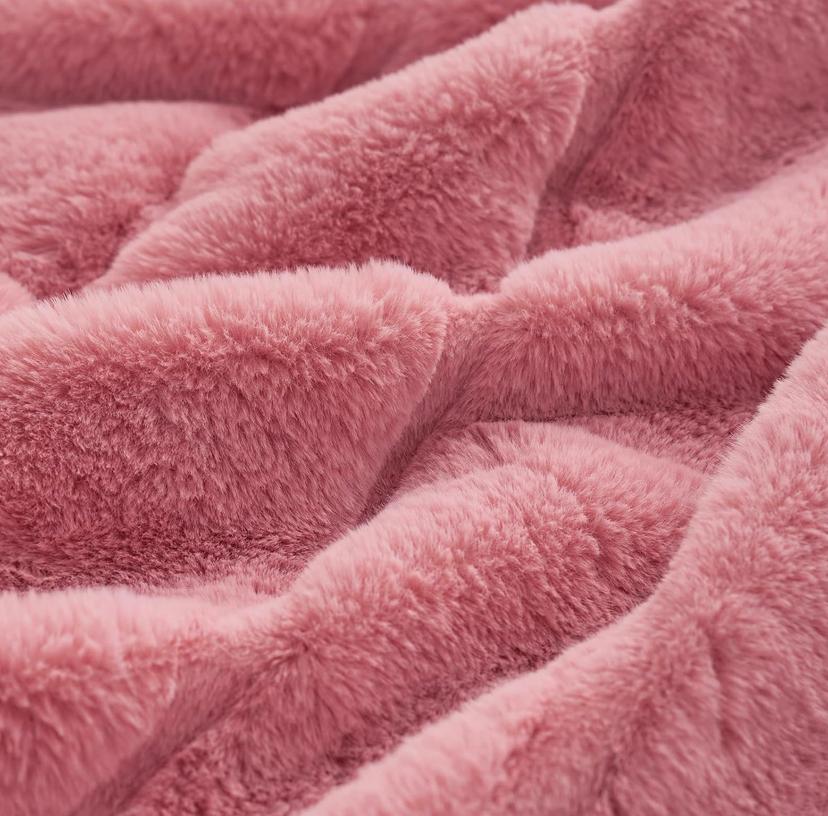 Pink Striped Faux Fur Throw Blanket - Super Lush, Body Friendly, Cozy Warm Plush Comfortable Blanket for Bed, Couch, Sofa Bedroom Living Room, - Image 4