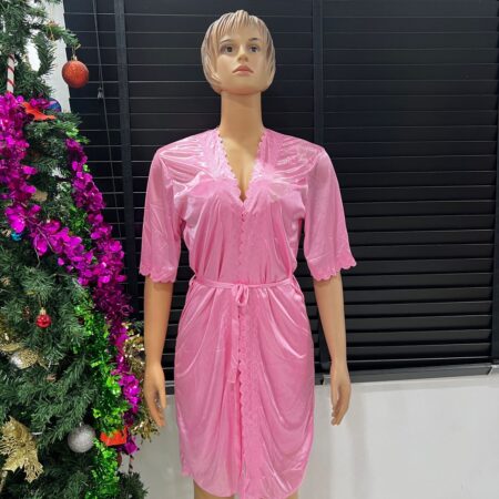 Pink Glow Women's Pyjamas Set, Women's 2 Pc Silk Nightwear Robe Sizes 6-12