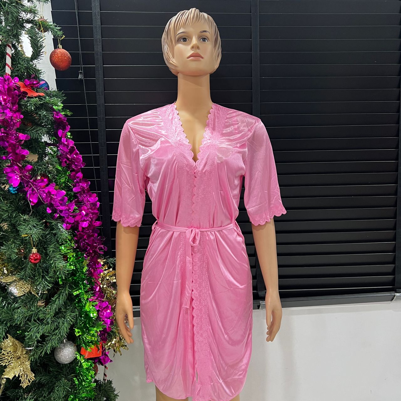 Pink Glow Women's Pyjamas Set, Women's 2 Pc Silk Nightwear Robe Sizes 6-12