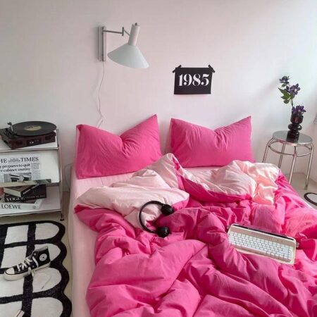 Pink and Light Pink Reversible Duvet Set