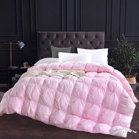 pink double padded pintuck duvet set