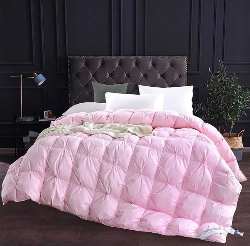 pink double padded pintuck duvet set