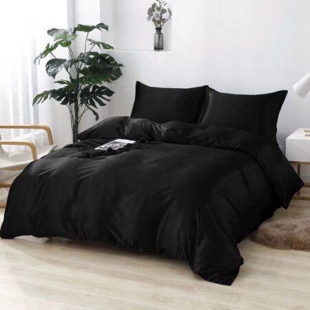 Plain Black Duvet Set - Breathable Skin-Friendly and Soft Duvet +Matching Pillowcases and Bedsheet (4 by 6, 6 by 6, 6 by 7, 7 by 7 Sizes)