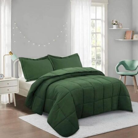 Plain Green Duvet Set, Available in 4 by 6/ 6 by 6/ 6 by 7/ 7 by 7 Breathable Skin Friendly and Soft Green Duvet + Bedsheet and Pillowcases Set