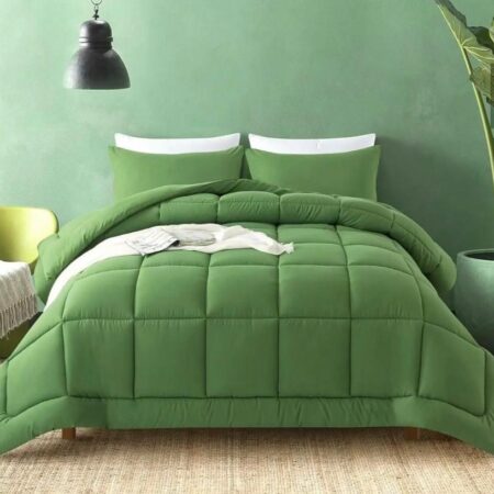 Green Duvet Set 4 by 6, 6 by 6, 6 by 7, 7 by 7 High Quality Soft  Breathable and Skin Friendly Green 1 Duvet +1 Bedsheet and 2/4 Matching Pillowcases Set