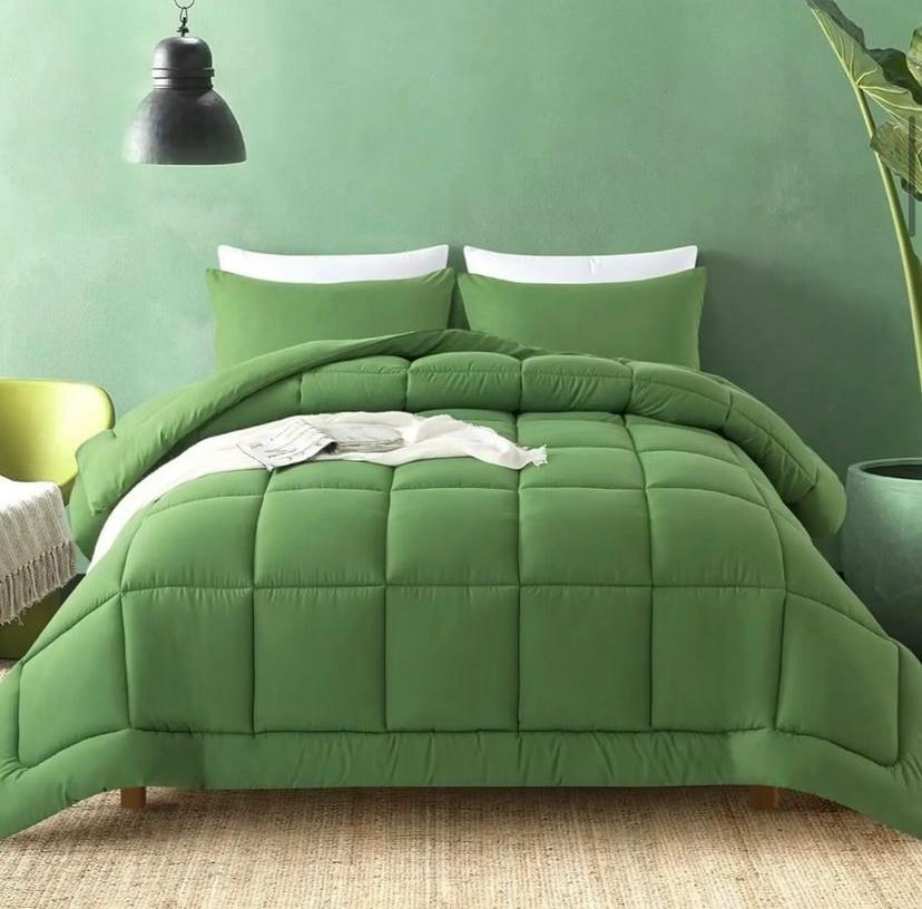 Green Duvet Set 4 by 6, 6 by 6, 6 by 7, 7 by 7 High Quality Soft Breathable and Skin Friendly Green 1 Duvet +1 Bedsheet and 2/4 Matching Pillowcases Set